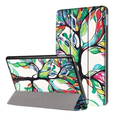 Apple iPad 9.7" 2017 (iPad 9.7" 2018) atverčiamas spalvotas, baltas odinis dėklas - knygutė / Priedai.lt