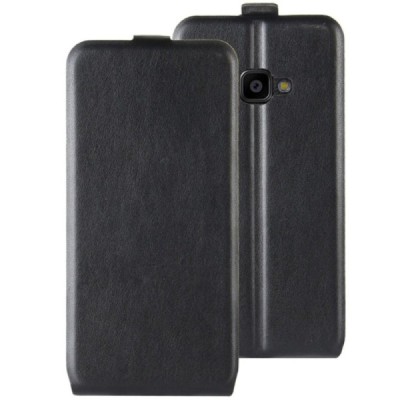 Samsung Galaxy Xcover 4 / 4S (G390, G398) klasikinis vertikaliai atverčiamas juodas odinis dėklas / Priedai.lt