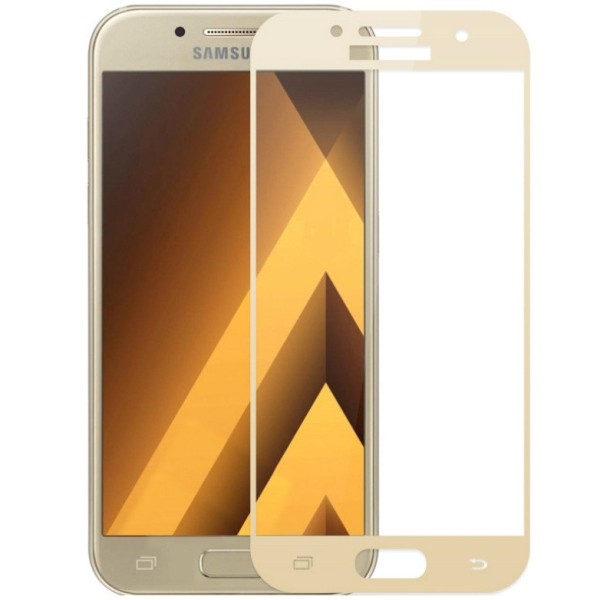 „Calans“ Tempered Glass täielik katvus kaitsev ekraaniklaas 0.2 mm - kuldne (Galaxy A7 2017)