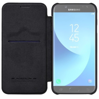 Prabangus „Nillkin“ Qin serijos juodas odinis atverčiamas Samsung Galaxy J5 2017 (J530) dėklas / Priedai.lt