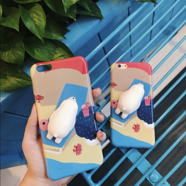 „Squezy“ Polar Bear Kõva silikoon (TPU) kaaned - pruun (iPhone 6 / 6S)