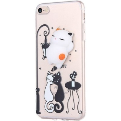 Apple iPhone 7 (iPhone 8) „Squezy“ Cat kieto silikono TPU skaidrus dėklas - nugarėlė / Priedai.lt