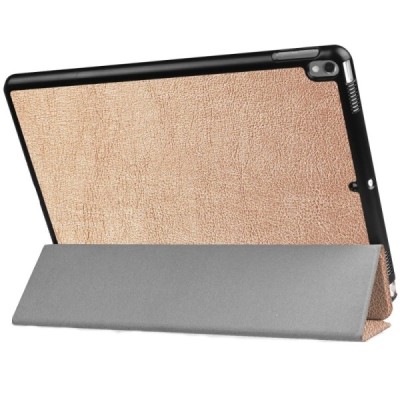 Apple iPad Pro 10.5" (Air 2019) atverčiamas auksinis odinis dėklas - knygutė / Priedai.lt