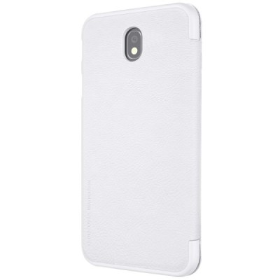 Prabangus „Nillkin“ Qin serijos baltas odinis atverčiamas Samsung Galaxy J7 2017 (J730) dėklas / Priedai.lt