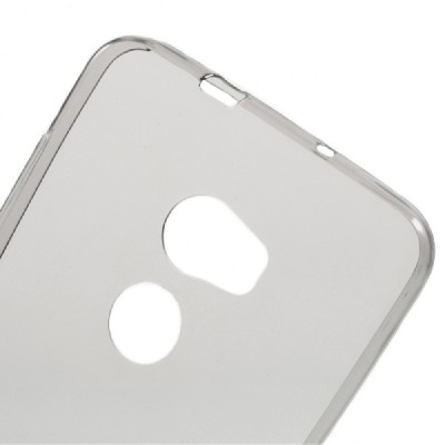 HTC One X10 skaidrus (permatomas) kieto silikono TPU ploniausias pasaulyje pilkas  dėklas / Priedai.lt