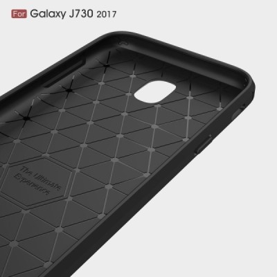 Samsung Galaxy J7 2017 (J730) „Carbon“ kieto silikono TPU juodas dėklas - nugarėlė / Priedai.lt