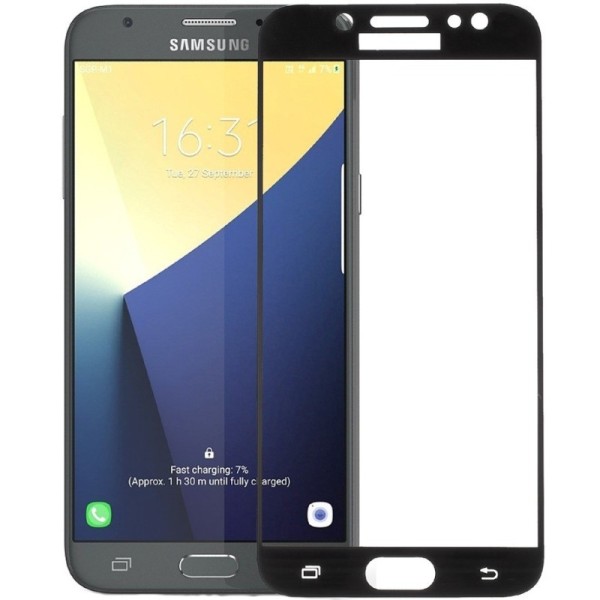 „Calans“ Tempered Glass täielik katvus kaitsev ekraaniklaas 0.2 mm - must (Galaxy J7 2017)