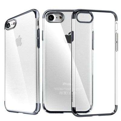 Apple iPhone 7 (iPhone 8) Baseus Glitter plastikinis skaidrus permatomas juodas dėklas / Priedai.lt