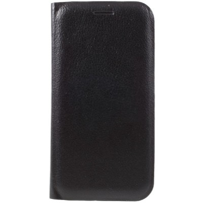 Samsung Galaxy A7 2017 (A720) juodas odinis atverčiamas Flip Wallet dėklas - piniginė / Priedai.lt