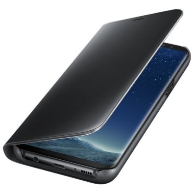 Samsung Galaxy S8+ (G955) originalus Clear View Standing Cover atverčiamas juodas dėklas  / Priedai.lt