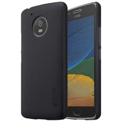 Motorola Moto G 5 kartos (Gen 5) Nillkin Frosted Shield juodas plastikinis dėklas + apsauginė ekrano plėvelė / Priedai.lt