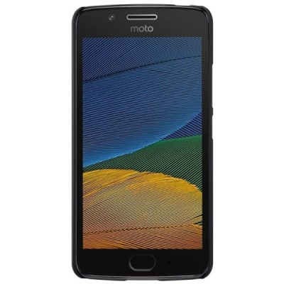 Motorola Moto G 5 kartos (Gen 5) Nillkin Frosted Shield juodas plastikinis dėklas + apsauginė ekrano plėvelė / Priedai.lt