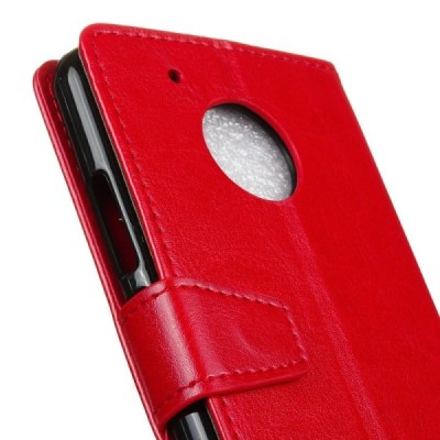 Motorola Moto G 5 kartos (Gen 5) atverčiamas raudonas odinis dėklas, knygutė - piniginė / Priedai.lt