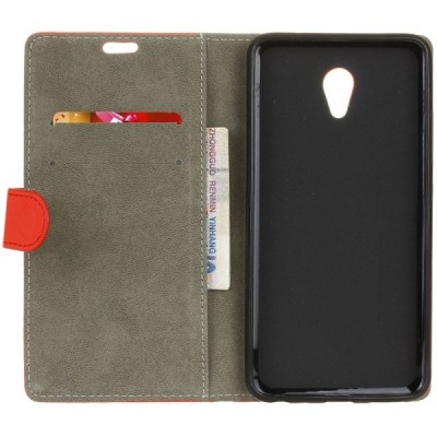 Meizu m5 note atverčiamas raudonas odinis dėklas - piniginė / Priedai.lt