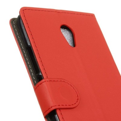 Meizu m5 note atverčiamas raudonas odinis dėklas - piniginė / Priedai.lt