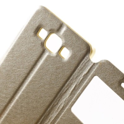Samsung Galaxy A5 (A500) dual window atverčiamas auksinis dėklas / Priedai.lt