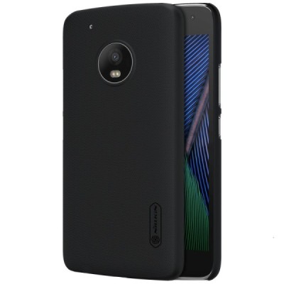 Motorola Moto G5 Plus (Gen 5 XT1684) Nillkin Frosted Shield juodas plastikinis dėklas + apsauginė ekrano plėvelė / Priedai.lt