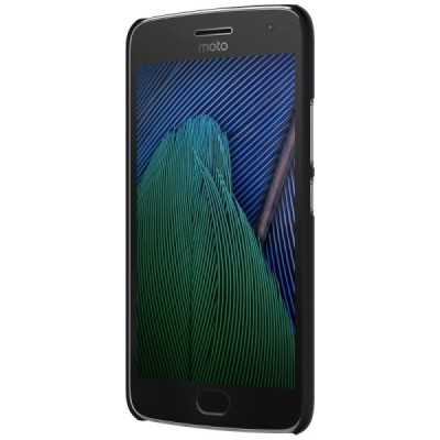 Motorola Moto G5 Plus (Gen 5 XT1684) Nillkin Frosted Shield juodas plastikinis dėklas + apsauginė ekrano plėvelė / Priedai.lt
