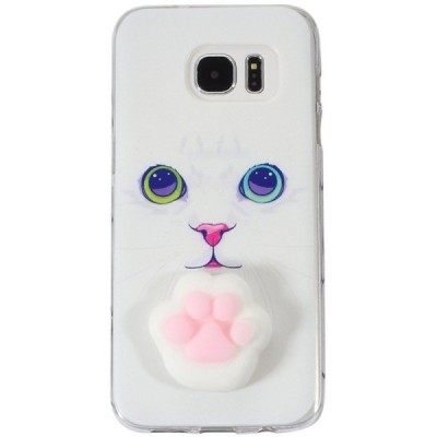 Samsung Galaxy S7 (G930) „Squezy“ Pėdutė kieto silikono TPU baltas dėklas - nugarėlė / Priedai.lt