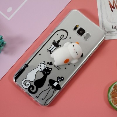 Samsung Galaxy S8+ (G955) „Squezy“ Cat kieto silikono TPU skaidrus dėklas - nugarėlė / Priedai.lt