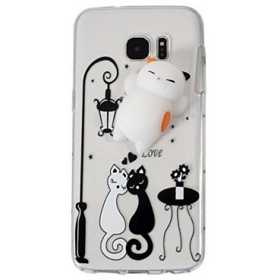 Samsung Galaxy S7 Edge (G935) „Squezy“ Cat kieto silikono TPU skaidrus dėklas - nugarėlė / Priedai.lt
