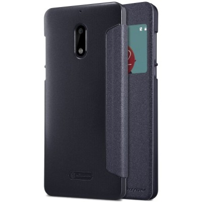 Nokia 6 pilkas odinis atverčiamas Nillkin Sparkle dėklas / Priedai.lt