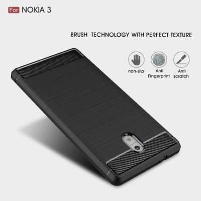 Nokia 3 „Carbon“ kieto silikono TPU juodas dėklas - nugarėlė / Priedai.lt