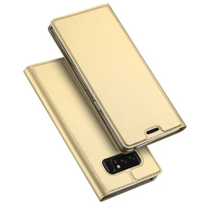 „Dux Ducis“ Skin serijos Samsung Galaxy Note 8 (N950F) auksinis odinis atverčiamas dėklas / Priedai.lt