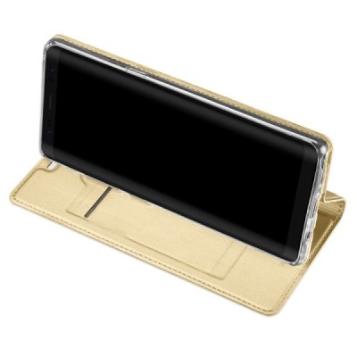 „Dux Ducis“ Skin serijos Samsung Galaxy Note 8 (N950F) auksinis odinis atverčiamas dėklas / Priedai.lt