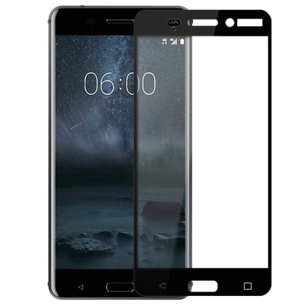„Calans“ Tempered Glass täielik katvus kaitsev ekraaniklaas 0.2 mm - must (Nokia 6)