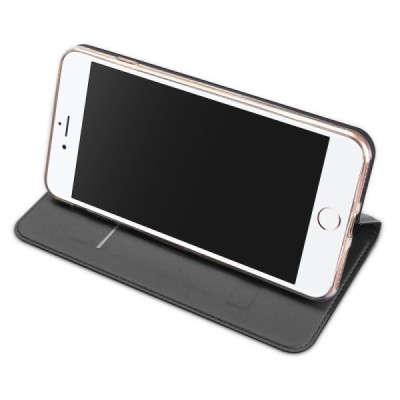„Dux Ducis“ Skin serijos Apple iPhone 7 Plus (iPhone 8 Plus) juodas odinis atverčiamas dėklas / Priedai.lt