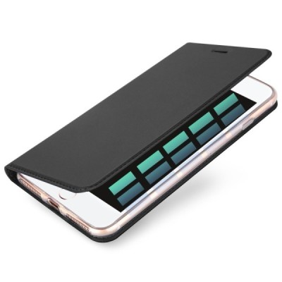 „Dux Ducis“ Skin serijos Apple iPhone 7 Plus (iPhone 8 Plus) juodas odinis atverčiamas dėklas / Priedai.lt