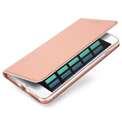 „Dux Ducis“ Skin serijos Apple iPhone 7 Plus (iPhone 8 Plus) rožinis odinis atverčiamas dėklas / Priedai.lt