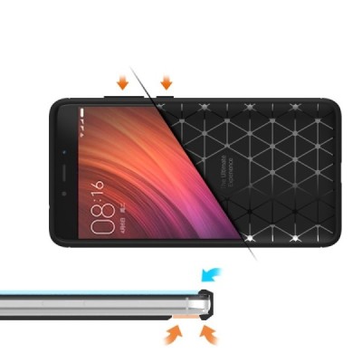 Xiaomi Redmi Note 4 „Carbon“ kieto silikono TPU juodas dėklas - nugarėlė / Priedai.lt