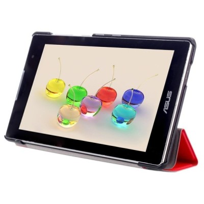 Asus ZenPad C 7.0 (Z170C) atverčiamas raudonas odinis dėklas - knygutė / Priedai.lt