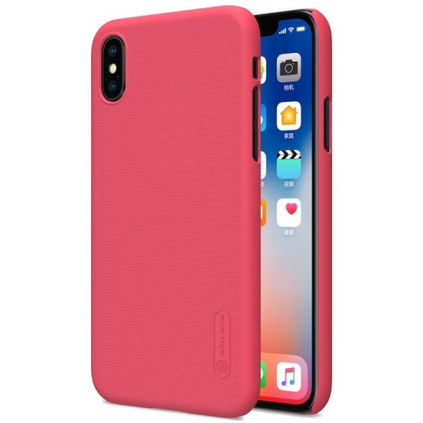 „Nillkin“ Frosted Shield kaaned - punane + ekraani kaitse (iPhone X / Xs)