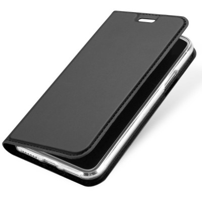„Dux Ducis“ Skin serijos Apple iPhone X (iPhone Xs) juodas odinis atverčiamas dėklas / Priedai.lt