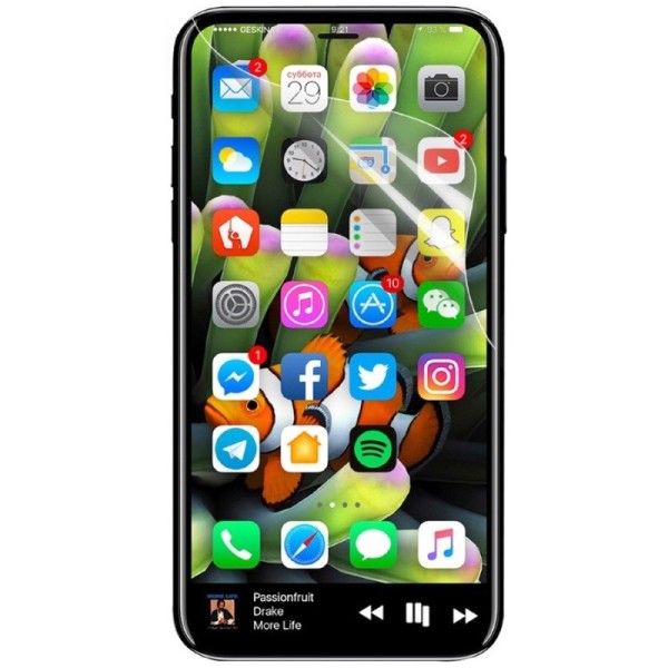 „ISME“ ekraani kaitsekile (täielik katvus) - läbipaistev (iPhone X / Xs / 11 Pro)