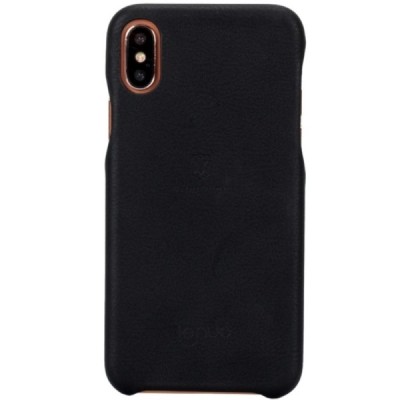 „Lenuo“ Soft Slim serijos Apple iPhone X (iPhone Xs) juodas odinis dėklas - nugarėlė / Priedai.lt