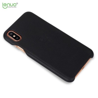 „Lenuo“ Soft Slim serijos Apple iPhone X (iPhone Xs) juodas odinis dėklas - nugarėlė / Priedai.lt