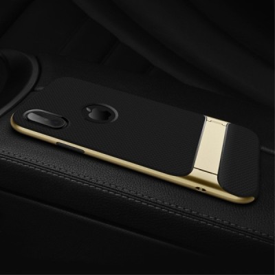 „Rock“ Royce Kickstand sustiprintos apsaugos Apple iPhone X (iPhone Xs) auksinis kieto silikono (TPU) ir plastiko dėklas / Pried