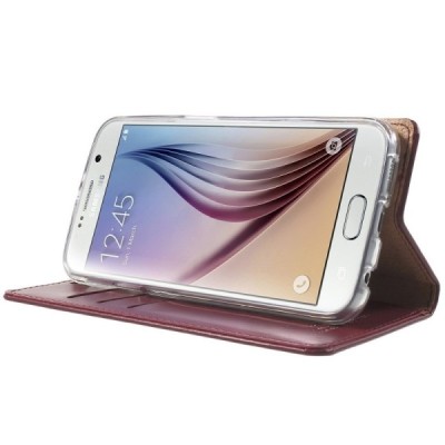Mercury Blue Moon atverčiamas Samsung Galaxy S6 (G920) bordo odinis dėklas - piniginė / Priedai.lt