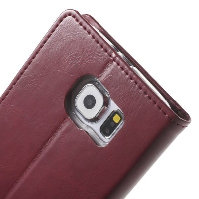 Mercury Blue Moon atverčiamas Samsung Galaxy S6 (G920) bordo odinis dėklas - piniginė / Priedai.lt