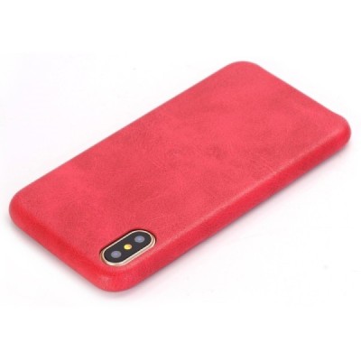 Slim Leather Apple iPhone X (iPhone Xs) raudonas odinis dėklas - nugarėlė / Priedai.lt