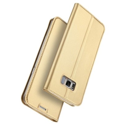 „Dux Ducis“ Skin serijos Samsung Galaxy S8 (G950) auksinis odinis atverčiamas dėklas / Priedai.lt
