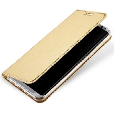 „Dux Ducis“ Skin serijos Samsung Galaxy S8 (G950) auksinis odinis atverčiamas dėklas / Priedai.lt