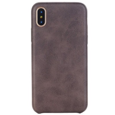 Slim Leather Apple iPhone X (iPhone Xs) tamsiai rudas odinis dėklas - nugarėlė / Priedai.lt
