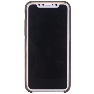 Slim Leather Apple iPhone X (iPhone Xs) tamsiai rudas odinis dėklas - nugarėlė / Priedai.lt