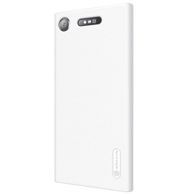Nillkin Frosted Shield Sony Xperia XZ1 baltas plastikinis dėklas + apsauginė ekrano plėvelė / Priedai.lt