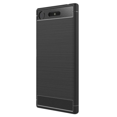 Sony Xperia XZ1 „Carbon“ kieto silikono TPU juodas dėklas - nugarėlė / Priedai.lt